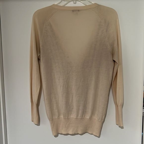 J. Crew Thin Cream Cardigan with Black Sequins Pima Cotton Wool Size Small - Picture 5 of 6